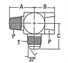 203301 Male To Female Pipe to Male JIC Tee